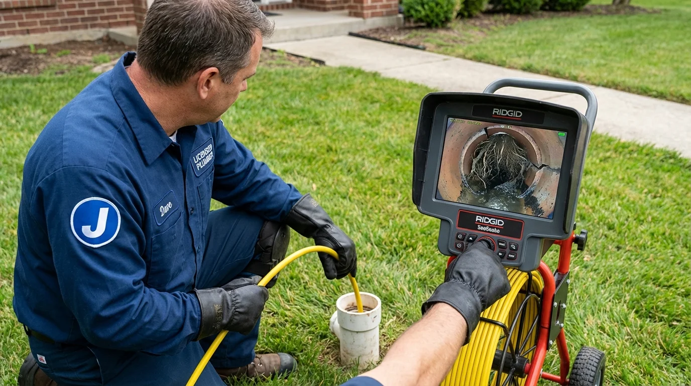Sewer camera inspection being performed by Johns Plumbing LLC in Wenham